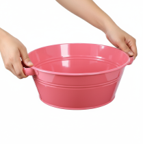 tételeket Rózsaszín fém virágtál fülekkel, kerek, Ø33,5cm