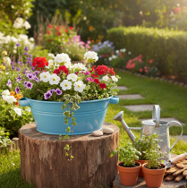 tételeket Kerek tál füllel, dísztál, virágtál, kék, Ø33,5cm