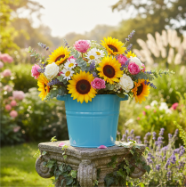 tételeket Dekoratív fém virágcserép/ültető kék színben, 31cm x 26cm x 21.5cm