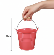 tételeket Fém vödör virágcserép rózsaszín fogantyúval 20x17.5x16cm 2db