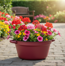 tételeket Fémvödör fogantyúkkal, díszes dézsa ültetéshez, piros, Ø20,5cm, M10,5cm