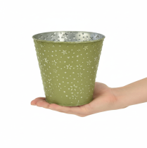 tételeket Fém virágcserép, ültető, csillagok, zöld és ezüst, Ø16cm