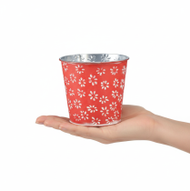 tételeket Piros-fehér mini virágcserép, virágminta, fém, Ø10.5cm M10.5cm