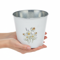 tételeket Fehér fém virágtartó, virágcserép, Ø16cm, M14.5cm