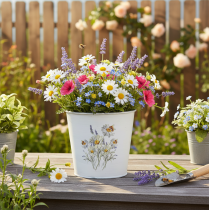 tételeket Fém virágcserép, ültető, fehér, 12,5 cm magas, 11,5 cm magas