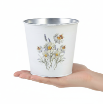 tételeket Fém virágcserép, ültető, fehér, 12,5 cm magas, 11,5 cm magas