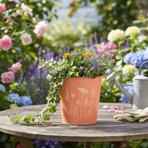 tételeket Virágcserép barackszínű fém kaspó Ø11.5cm M11.5cm