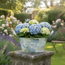 tételeket Virágtál fülekkel, hortenzia mintával, fém, 26×13×14,5cm