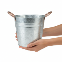 tételeket Virágcserép vödör fülekkel, fém díszítéssel, Ø19cm M17cm