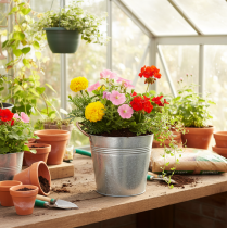tételeket Fém virágcserép fülekkel, díszvödör, Ø16cm M15cm