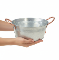 tételeket Kerek virágtál fülekkel, fém tál, Ø21cm, M9.5cm