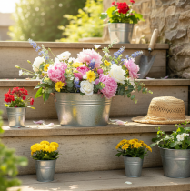 tételeket Kerek virágtál fülekkel, fémtál Ø17,5cm M9cm