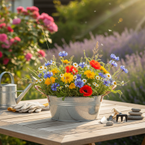 tételeket Kerek virágtál fülekkel, fém tál, Ø21cm, M9.5cm