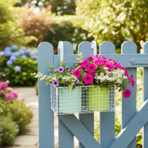 tételeket Függő fém virágcserép, zöld, erkélydekoráció, H22cm M23.5cm