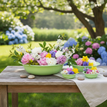 tételeket Dekoratív fémtál, zöld, zománcozott fémtál, Ø29cm