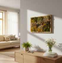 tételeket Mohakép, valódi tartósított moha és gallyak, natúr, 60×40cm