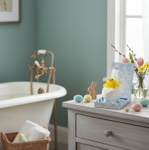 tételeket Húsvéti csibe dekoráció, zsenília csibe a kádban, sárga, 9cm