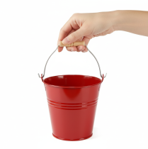 tételeket Dekoratív fém vödör/ültető, piros, Ø22cm, M21.5cm, 6L