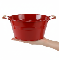 tételeket Dekoratív tál fülekkel, fém virágtál, piros, Ø29cm, M14.5cm