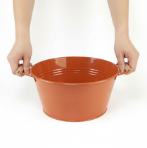 tételeket Dekoratív tál fülekkel, fém, narancssárga-barna, Ø29cm, M14.5cm