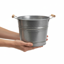 tételeket Vintage díszes fém vödrös virágtartó/cserép, Ø22cm, M20cm