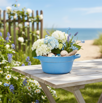 tételeket Dekoratív tál/ültetvény, kék fém, shabby chic dekoráció, Ø17cm, M8.5cm