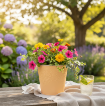 tételeket Fém virágtartó, pasztell narancssárga, Ø13.5cm M12.5cm