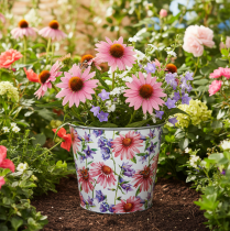 tételeket Virágcserép, tavaszi dekoráció, ültető, fém, Ø14cm M12.5cm