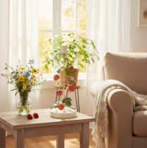 tételeket Fém gyertyatartó eper díszítéssel, krémszínű, kerek, M26cm