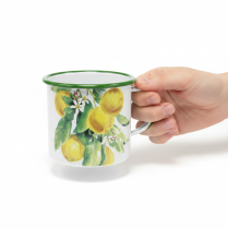 tételeket Zománcozott kaspó, díszcserép citromággal, mediterrán stílusú kaspó Ø9.5cm M10cm