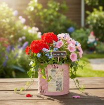 tételeket Kaspó, antik rózsa, díszes fémdoboz, vintage, Ø15.5cm M15cm