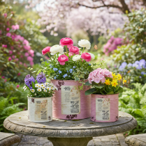 tételeket Virágcserép szett erkélyre és kertbe, virágláda dekoráció, vintage stílusú, 15 cm, 3 darabos