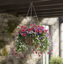 tételeket Fém kosár akasztható fém dekorációhoz fehér szürke Ø24cm H19cm