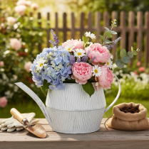 tételeket Dekoratív fém kancsó, fehér, vintage shabby chic, 28cm