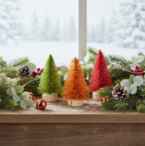 tételeket Miniatűr mű karácsonyfa asztaldísznek, 12 cm, 6 darab