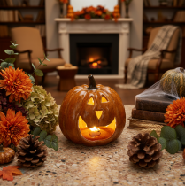tételeket Kerámia tök Halloween LED dekoráció 15cm