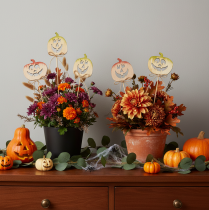tételeket Dekoratív tök arccal Halloween dekorációval, 31cm, 12 darab