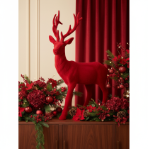 tételeket Álló szarvas díszes figura, nagy, pelyhesített karácsonyfadísz, 85 cm