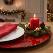 tételeket Műanyag díszlap Ø28cm piros-fekete