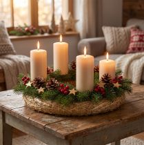 tételeket Szalmakoszorú üres 30cm 2 darabos adventi dekorációs készlet DIY ajtókoszorú 30/6cm 2db
