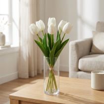 tételeket Fehér tulipán dekoráció Real Touch Művirágok Tavaszi 49cm 5 db