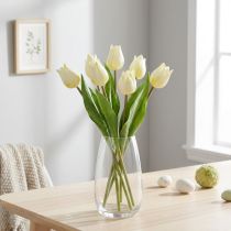 tételeket Dekoratív tulipánok Művirágok Fehér krém 20cm 6 db