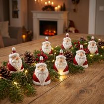 tételeket Kerámia Mikulás figura, piros-fehér, 6,4cm – Ünnepi karácsonyi dekoráció – 6 db