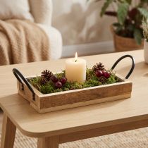 tételeket Fa tálca fogantyúkkal dekoratív tálca natúr fekete 30×17×5cm