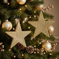 tételeket Karácsonyi dekoráció csillag medál arany glitter 30cm 2db