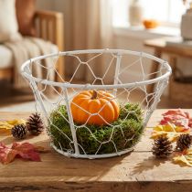 tételeket Hálós kosár, drótkosár, fém díszítéssel shabby chic fehér Ø12cm H7cm