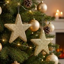 tételeket Karácsonyi dekoráció csillag medál arany glitter 18,5cm 4db
