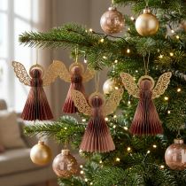 tételeket Papír angyal Christmas angel deco bor vörös rózsaszín H12cm 4db