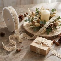 tételeket Dekoratív szalag csipke bézs díszszalag W16mm L20m