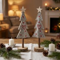 tételeket Nemezdíszből készült karácsonyfa szívekkel szürke piros 28cm 4 db